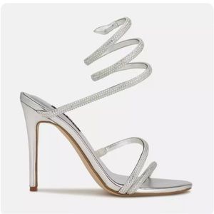 Nine West Silver Spiral Strap Heels